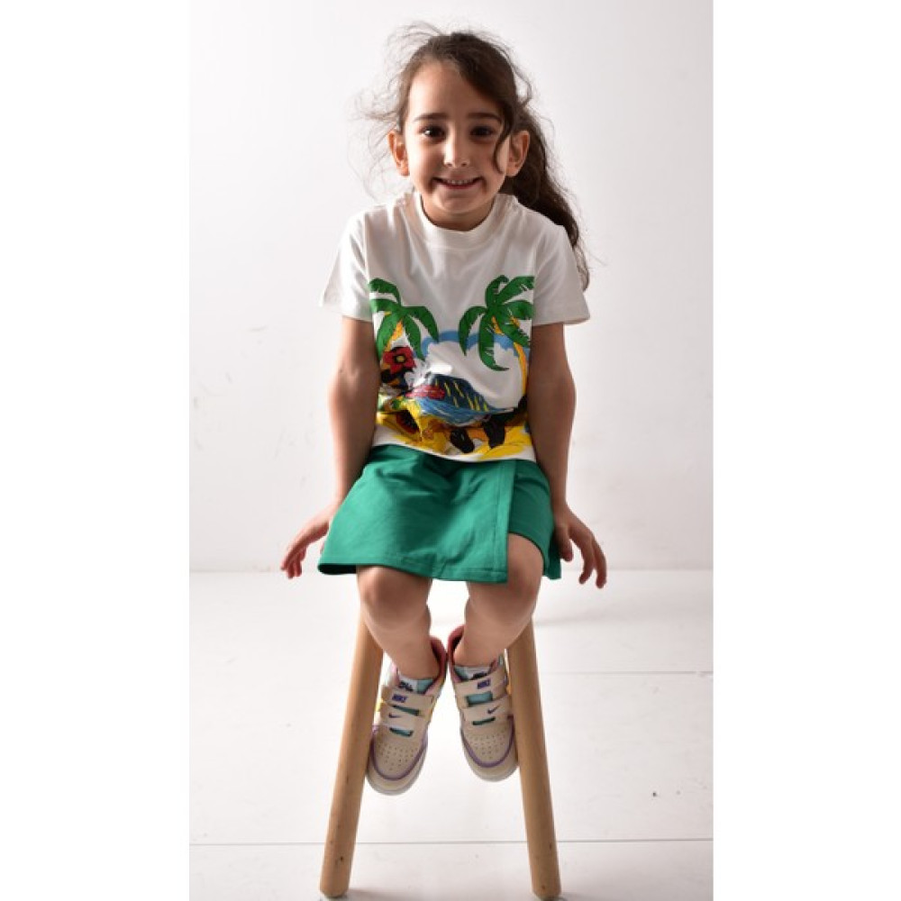 Banada Moda Kız Çocuk Baskılı T-Shirt Şort-Etek Takımı Kız Çocuk Giyim Takımı Fiyatı