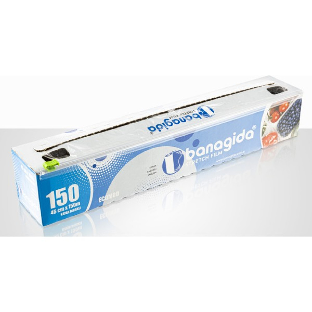 Banagida 45 CM*150 mt 8 Micron Kutulu Gıda Tipi şeffaf Streç Film Kayar Bıçak Hediyeli / Sarı Oto Boyaları Fiyatı