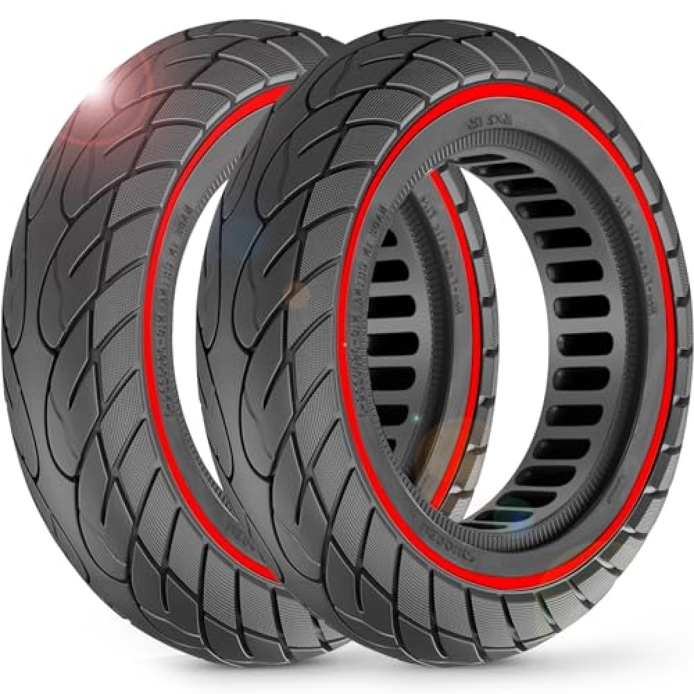 BANGTING 2PCS 10x2.125 inches Solid Tires for Electric Scooter, 50/75-6.1 Tire for Gotrax GXL V2 / XR/APEX, 8.5x2 inches Tire for Xiaomi Pro 2 / M365 / 1S and 8 1/2 x2 Tire Replacement (Red)