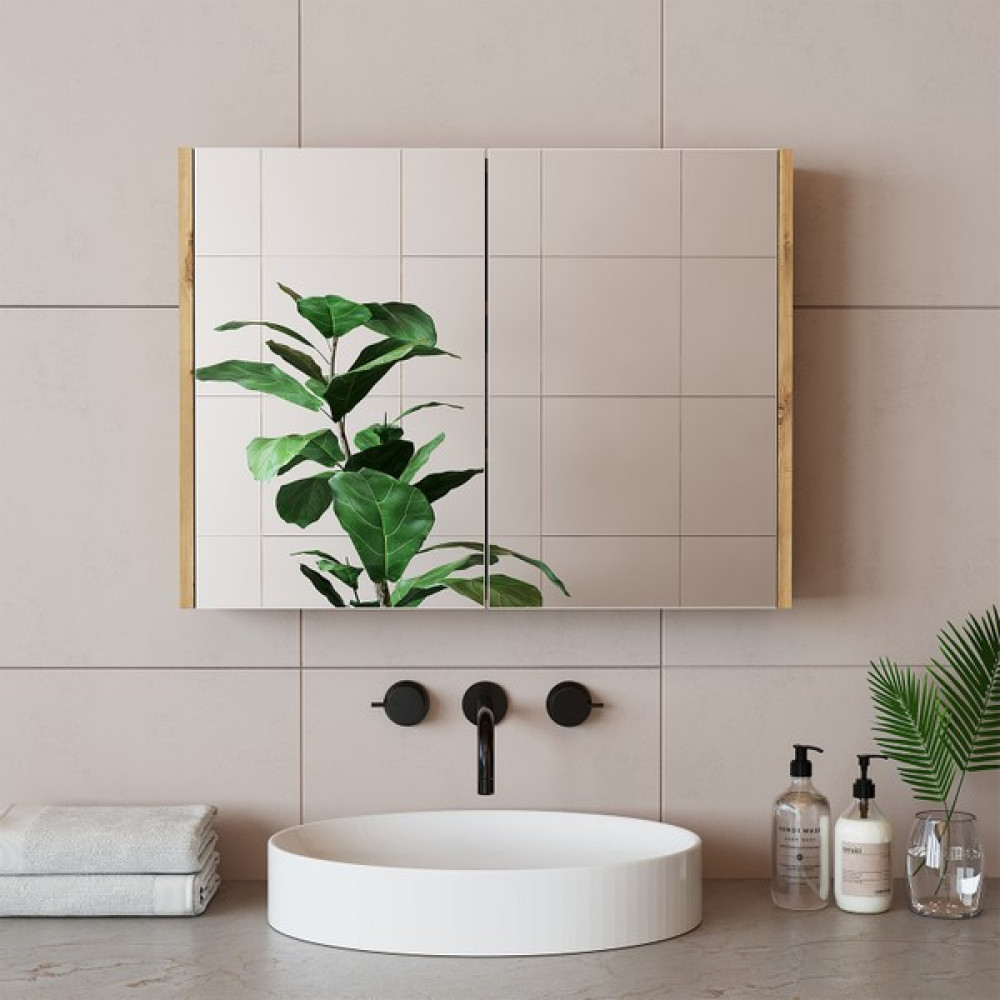 Banos Banyo Roomart Ad7 Kulpsuz Tek Kapaklı Ahşap-Mat Beyaz Mdf 80 cm Aynalı Banyo Üst Dolabı BANOS1754 - Yok - Atlantik Çam - Beyaz Banyo Dolabı / Mobilyası Fiyatı