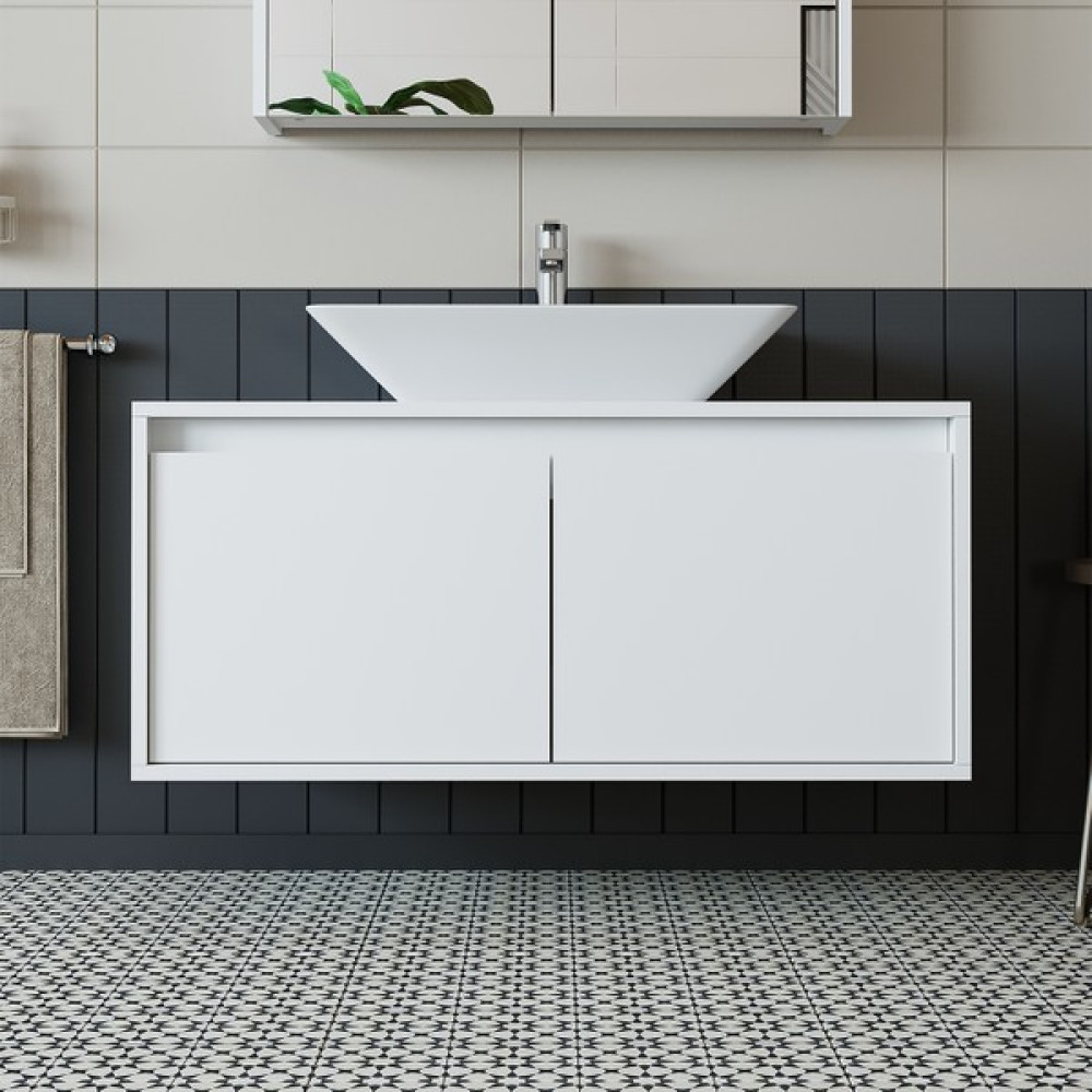 Banos Banyo Roomart Ayaksız 2 Kapaklı Lavabolu Mat Beyaz Mdf 100 Cm Banyo Dolabı Banyo Dolabı / Mobilyası Fiyatı