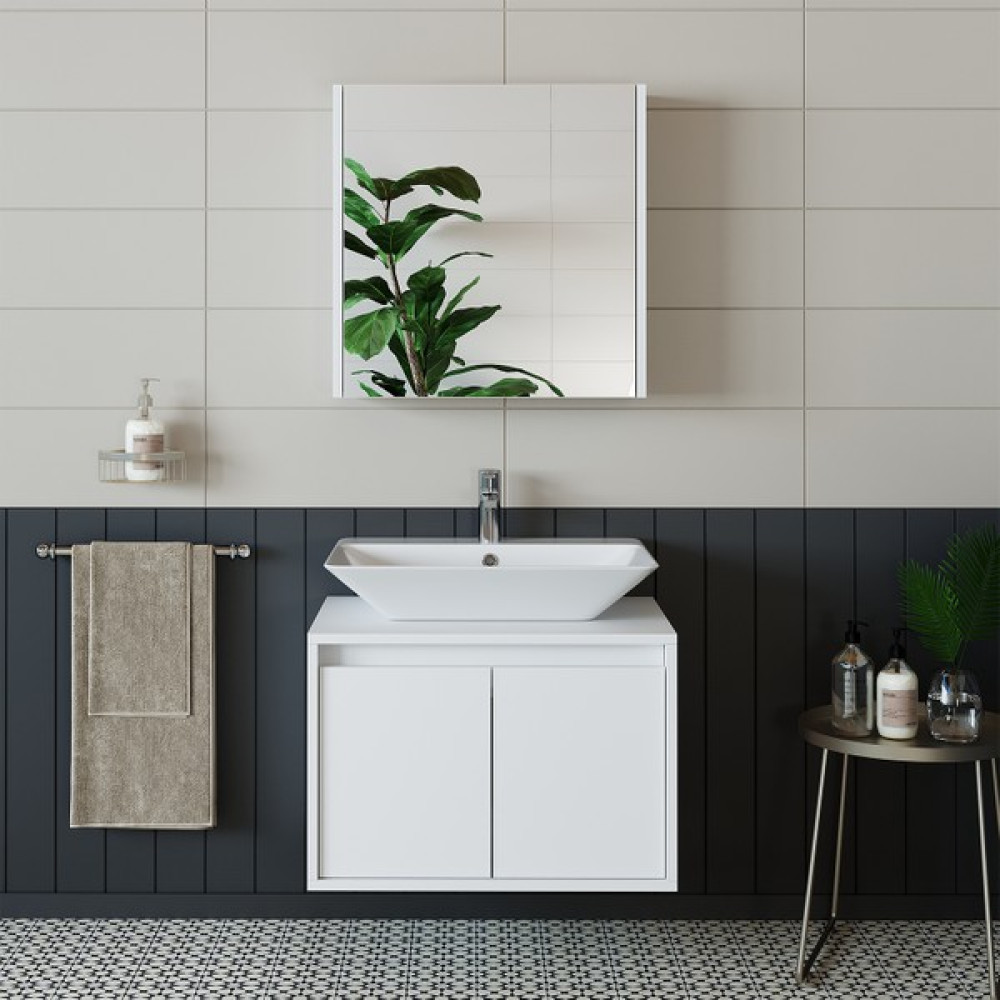 Banos Banyo Roomart Lavabolu Mat Beyaz Mdf 65 Cm Banyo Dolabı + Aynalı Banyo Üst Dolabı Banyo Dolabı / Mobilyası Fiyatı