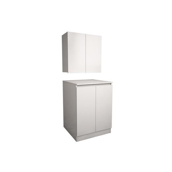 Banos Beyaz CD1 Çok Amaçlı Banyo Üst Dolaplı Çamaşır Makinesi Dolabı Takımı