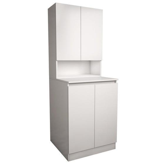 Banos CD2 Çok Amaçlı Banyo Üst Dolaplı Beyaz Çamaşır Makinesi Dolabı Takımı