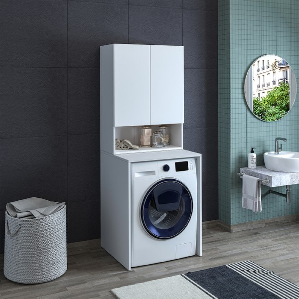 Banos Roomart Cd7 Çok Amaçlı Banyo Üst Dolaplı Çamaşır Makinesi Dolabı Takımı - Beyaz Banyo Dolabı / Mobilyası Fiyatı