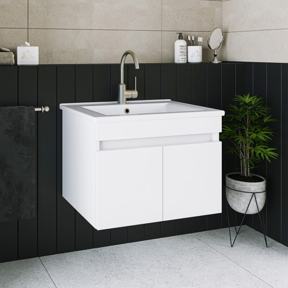 Banos Roomart LD3 Ayaksız 2 Kapaklı Lavabolu Beyaz Mdf 65 cm Banyo Dolabı - 570 x 650 x 455 Cm Banyo Dolabı / Mobilyası Fiyatı