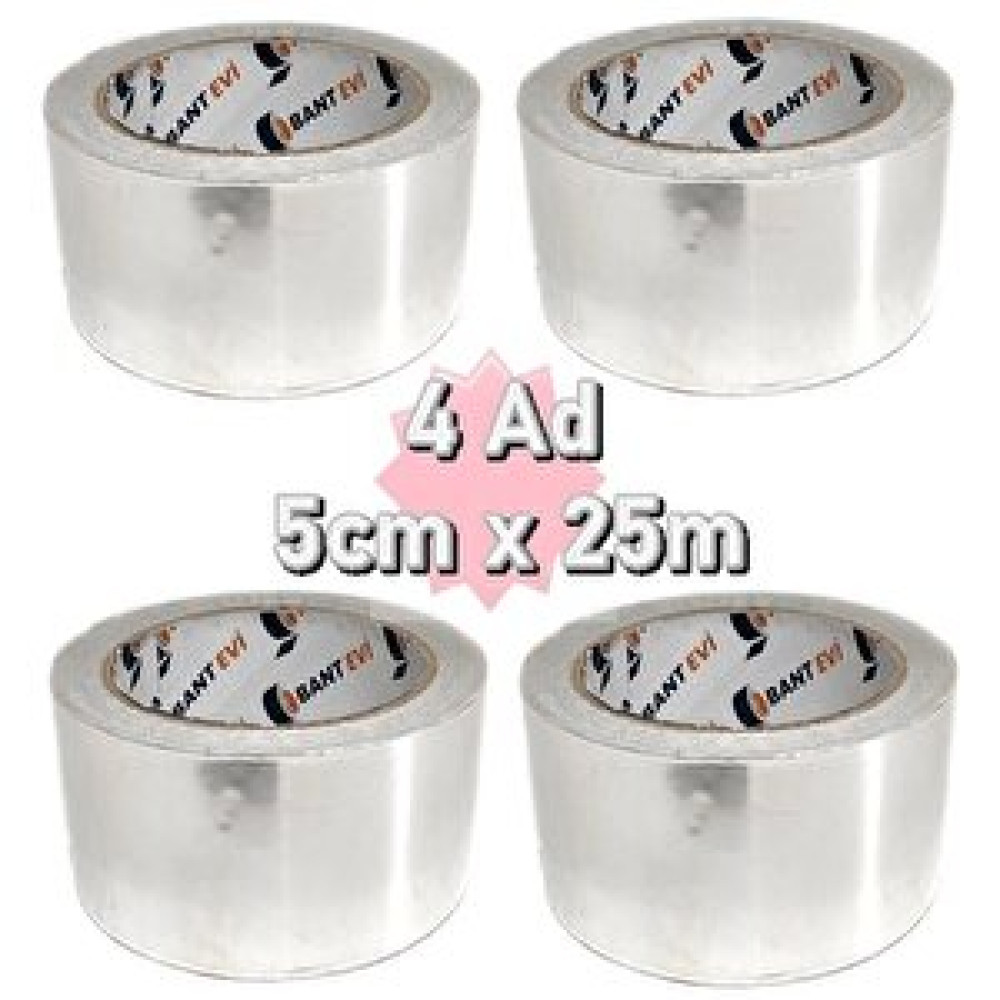 Bant Evi Alüminyum Folyo Bant 4 Adet 5cmx25m Yanmaz Folyo Bant 50mm 5 cm Bant Fiyatı