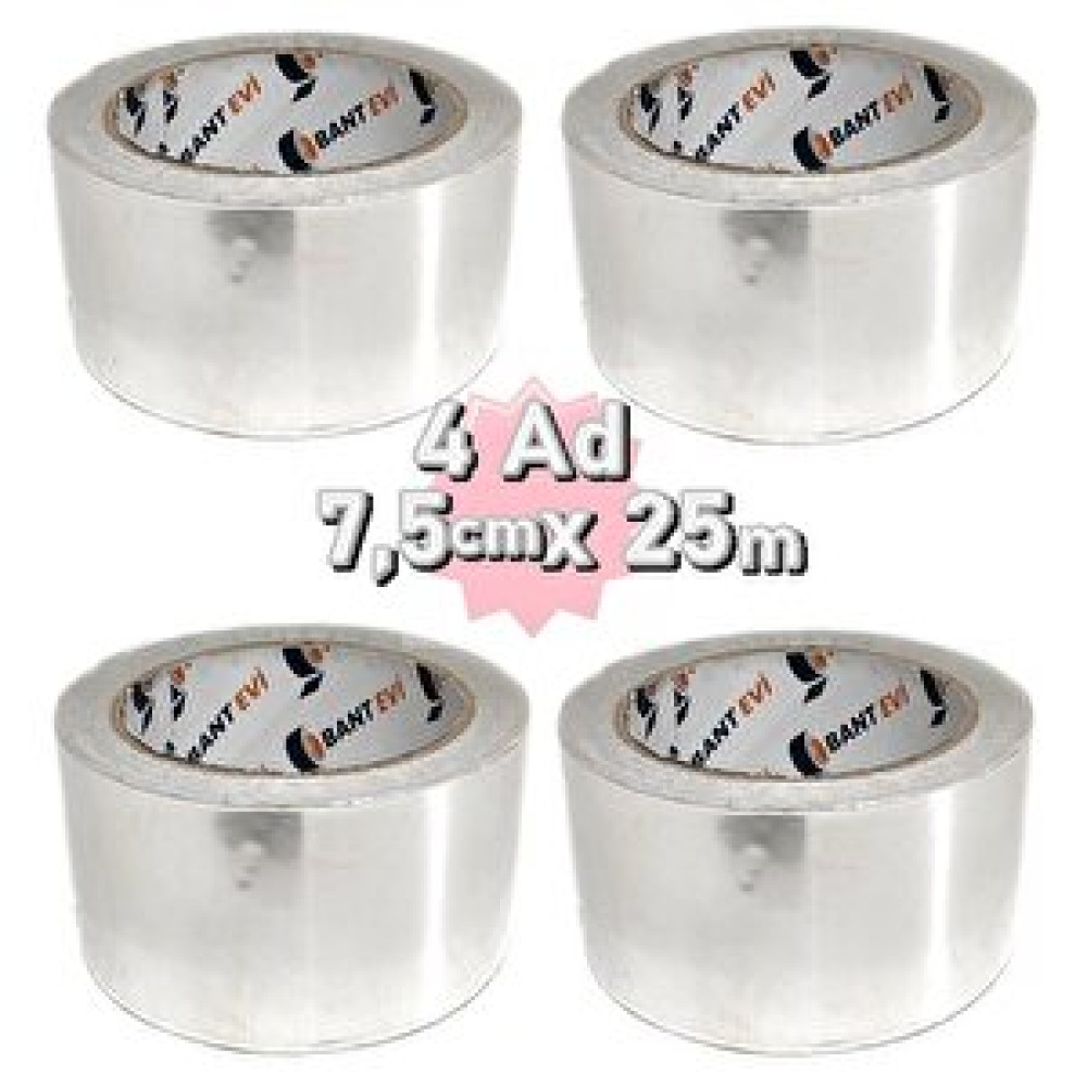 Bant Evi Alüminyum Folyo Bant 4 Adet 7,5cmx25m Yanmaz Folyo Bant 75mm 7,5 cm Bant Fiyatı