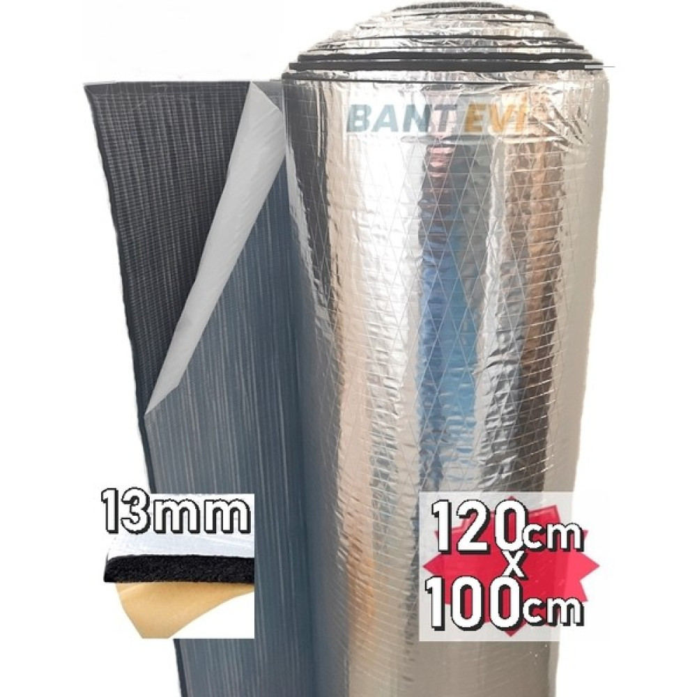 Bant Evi Folyolu Kauçuk Sünger 13MM Yapışkanlı Araç Oto Ses Isı Yalıtım Bandı - 120cm X 100cm Dış Cephe Yalıtım Malzemeleri Fiyatı