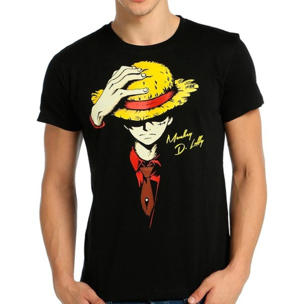 Bant Giyim One Piece Monkey D. Luffy Siyah Erkek T-Shirt Erkek T-shirt Fiyatı