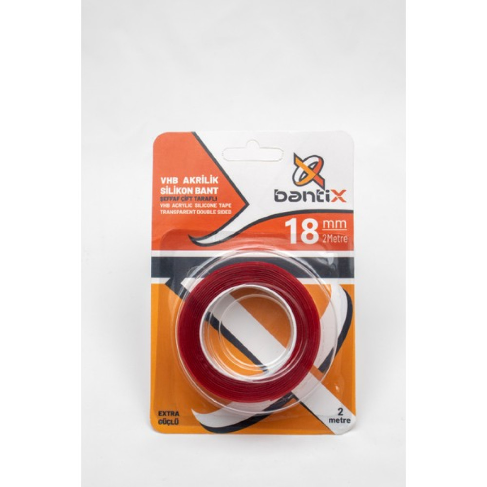 Bantix Çift Taraflı Ekstra Güçlü Şeffaf Silikon Bant 18MM*2 Metre 04 Vhb Oto Boyaları Fiyatı