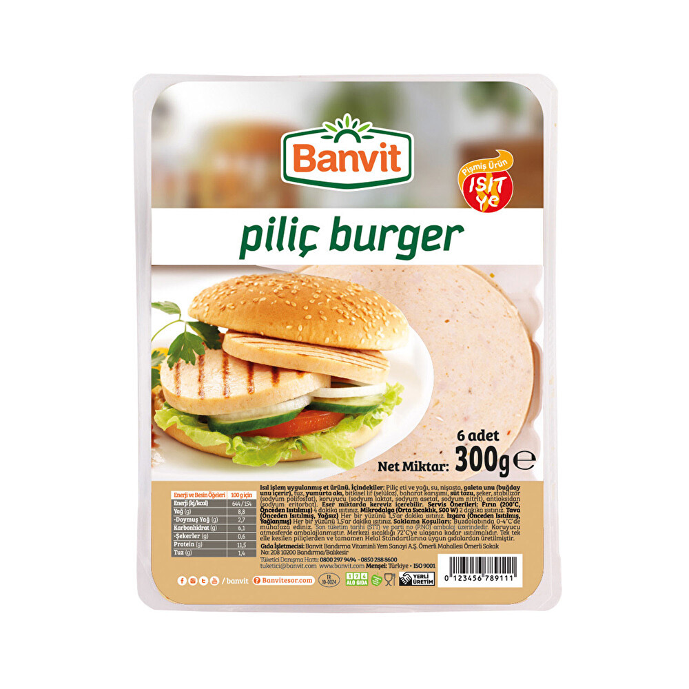 Banvit Klasik Piliç Burger Küvet 300 Gr Beyaz Et Fiyatı