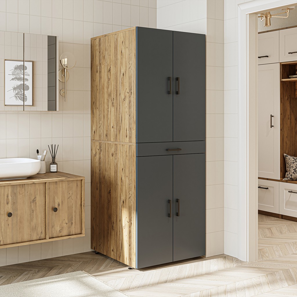 Banyo Dolabı Kapaklı Çamaşır ve Kurutma Makinesi Dolabı 70X185 cm Banyo Dolabı / Mobilyası Fiyatı