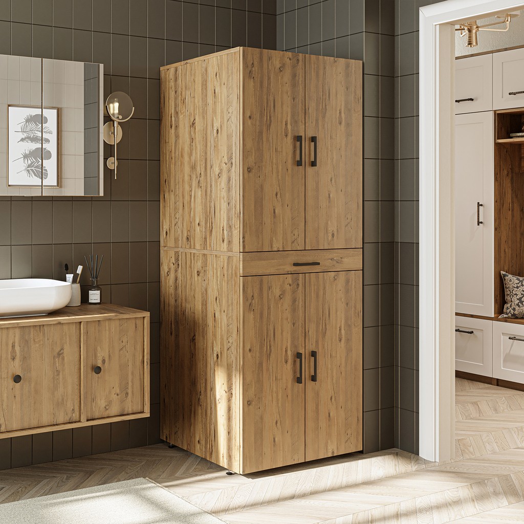 Banyo Dolabı Kapaklı Çamaşır ve Kurutma Makinesi Dolabı 70X185 cm - Atlantik Çam Banyo Dolabı / Mobilyası Fiyatı