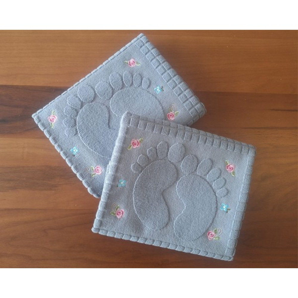 Banyo Dünyam 2 Adet Gri Renk Pamuklu Ayak Havlusu 50 x 70 cm - 50 x 70 cm - Koyu Gri Ayak Havlusu Fiyatı