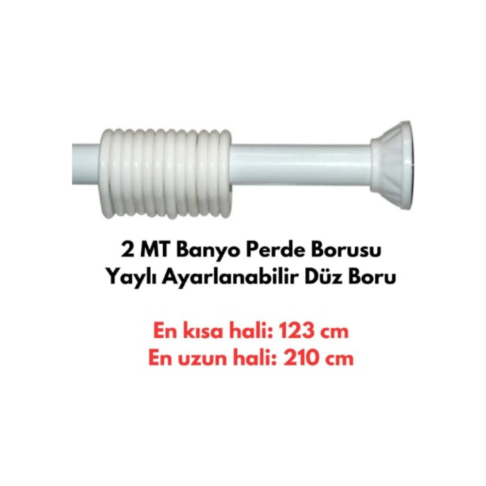 Banyo Duş Perde Borusu 120X210CM - 115 x 210 cm - Beyaz Duş / Banyo Perdesi Fiyatı