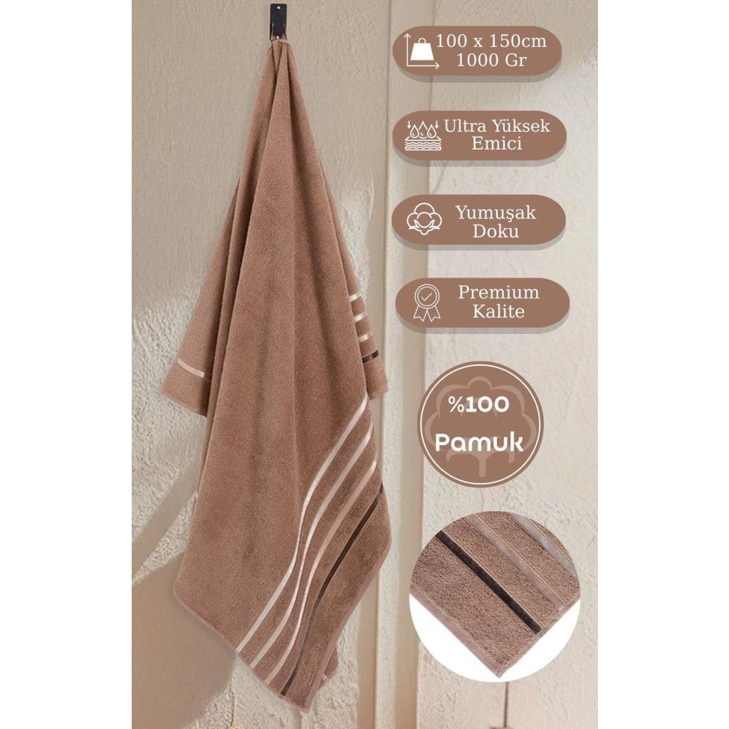 Banyo Havlusu Tekli Pamuk Bale - 100 x 150 cm - Kahve El / Yüz Havlusu Fiyatı