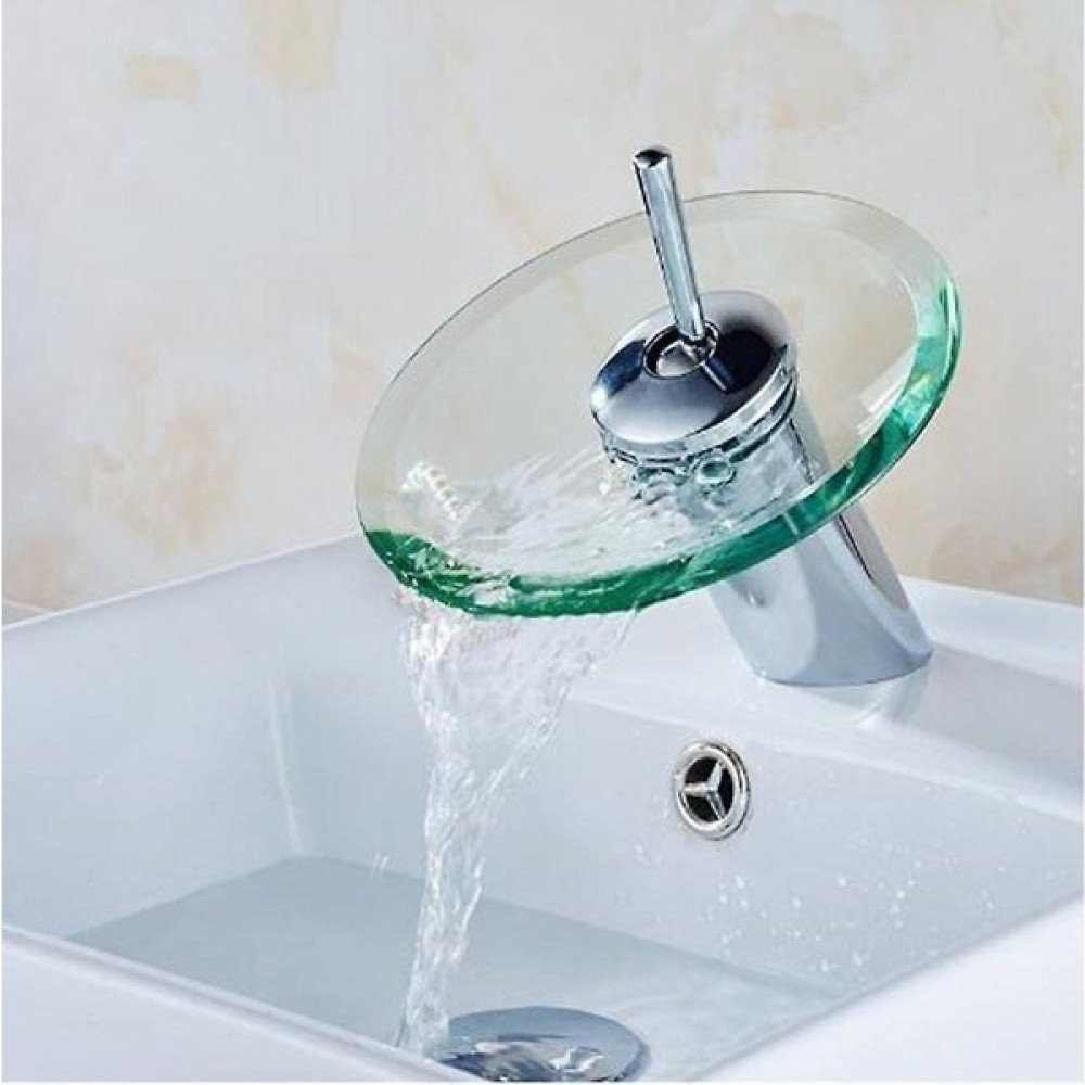 Banyo Mutfak Lavabo Yuvarlak Cam Şelale Musluk Pirinç Krom Havzası Musluk(Yurt Dışından) - Şeffaf Bataryalar & Musluklar Fiyatı
