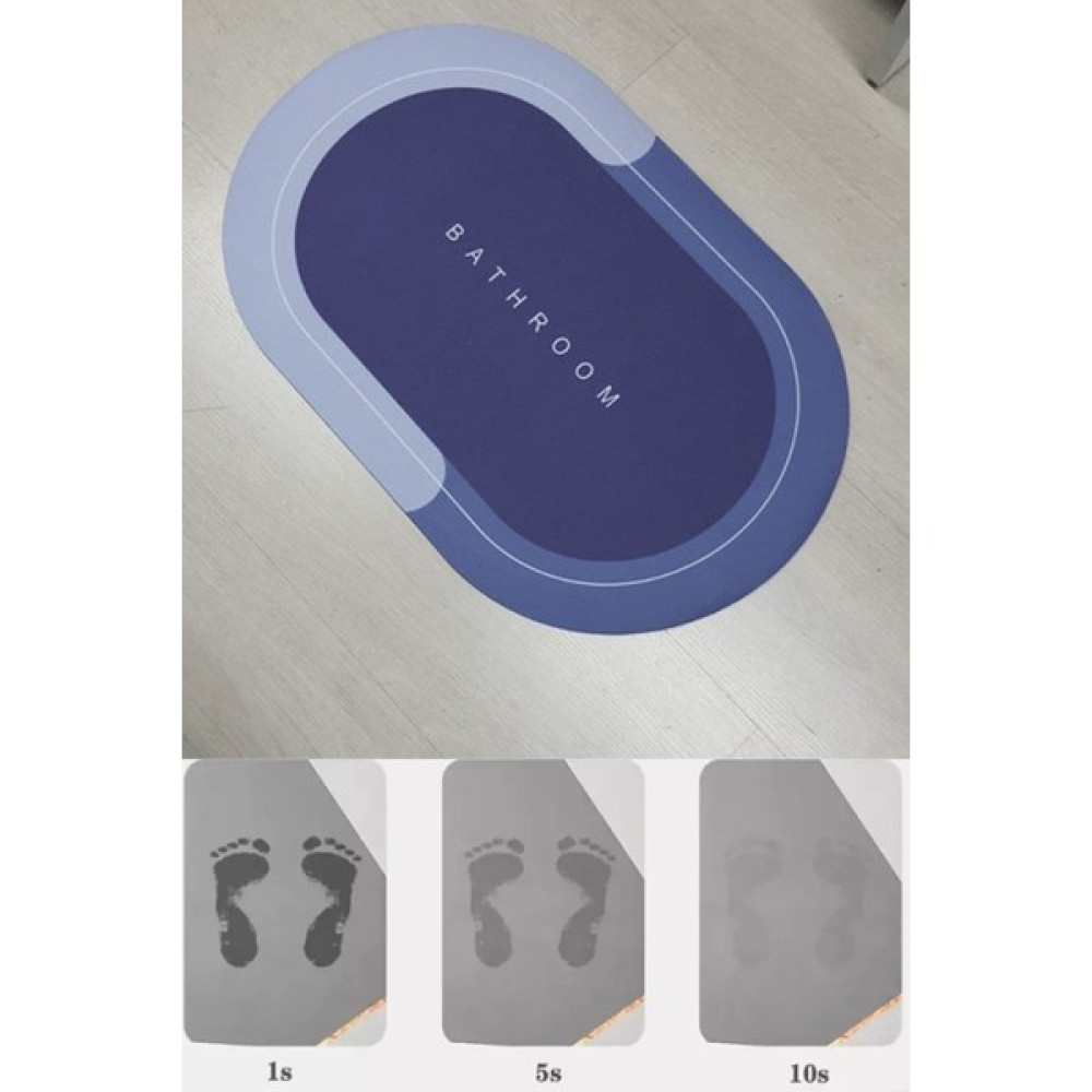 Banyo Paspası Kaymaz Tabanlı Su Emici Yapı 40 x 60 cm Oval - Mavi Klozet Takımı Fiyatı