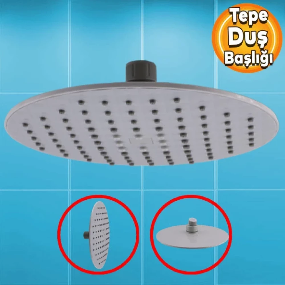 Banyo Tepe Dus Basligi Fiskiyesi Yuvarlak Baslik Gri Duş Başlığı Fiyatı