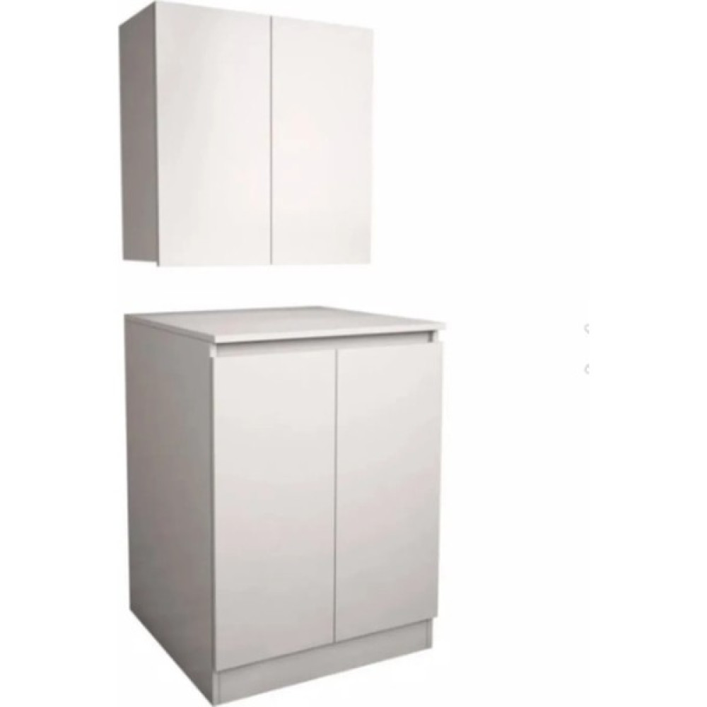 BANYO ÜST DOLAPLI ÇAMAŞIR-KURUTMA MAKİNASI DOLABI TAKIMI - MDF - KULPSUZ SOFTLY TAKIM mo8 - Beyaz Banyo Dolabı / Mobilyası Fiyatı