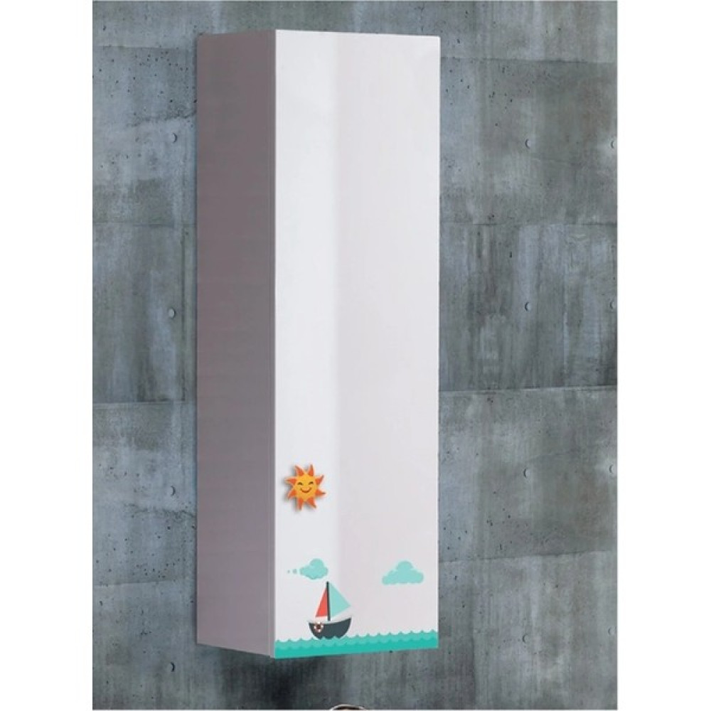 Banyo Ve Çocuk Odası Uyumlu 35*110 Cm Boy Dolabı ( YELKEN FİGÜRLÜ ) - Abanoz Beyaz Banyo Dolabı / Mobilyası Fiyatı
