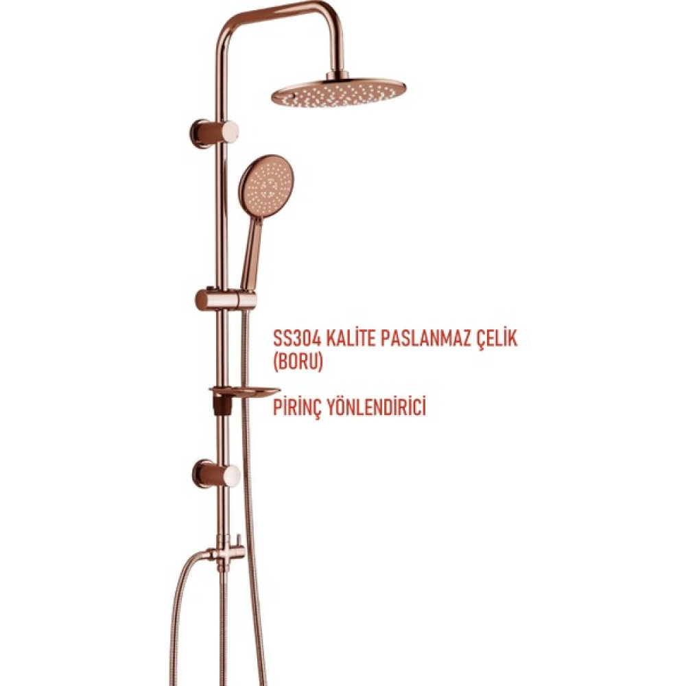 Banyonatural Tepe Yağmurlama Gold Duş Seti Pirinç Yönlendirici Rose Gold Duş Seti Fiyatı