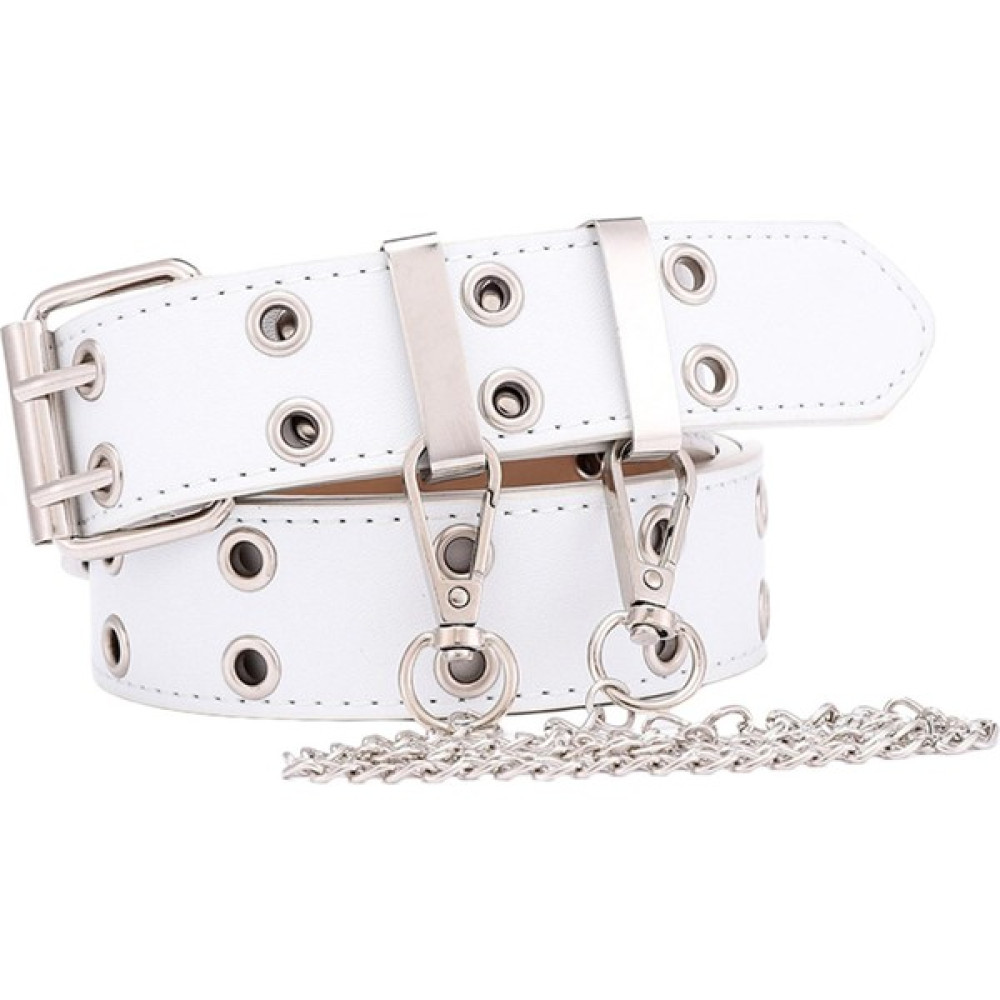 Baoblaze Bayanlar Kadın Bel Kemeri Punk Çift Grommet Gotik Bel Strap Bel Bandı Punk Kemeri Zincir Beyaz Boyut (Yurt Dışından) Kadın Kemeri Fiyatı