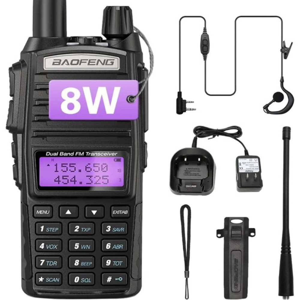 Baofeng Uv-82 Dual Band El Telsizi 8W / Amatör Telsiz Walkie Talkie Radyolu LED Işıklı Vhf Uhf Uv 82 UV82 - Siyah Telsiz Telefon Fiyatı
