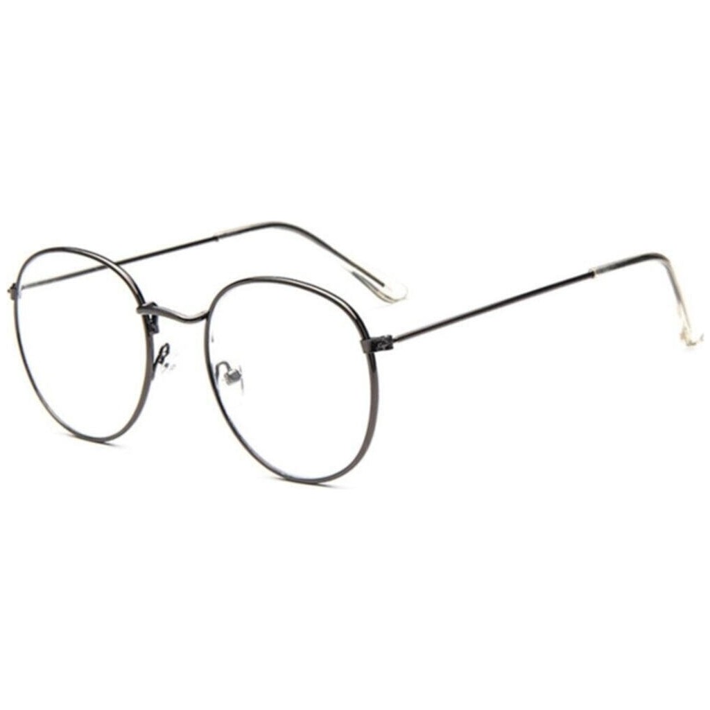 Bappir Ince Siyah Oval Çerçeve Metal Hafif Tarz Retro Vintage Gözlük - Desenli Diğer Fiyatı