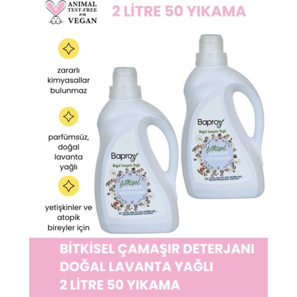 Baproy Bitkisel Çamaşır Deterjanı 2 Litre Doğal Lavanta Kokulu (50 Yıkama) Çamaşır Deterjanı Fiyatı