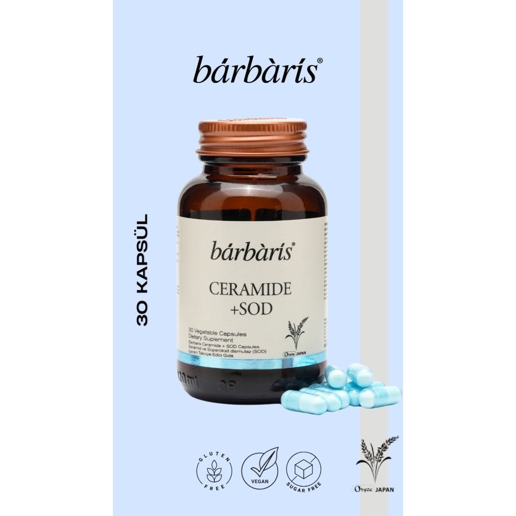 Barbaris Ceramide + SOD Bitkisel Kapsül 30 Adet Japon Menşeli Oryza Sativa Vegan Gluten ve Şekersiz Diğer Fiyatı
