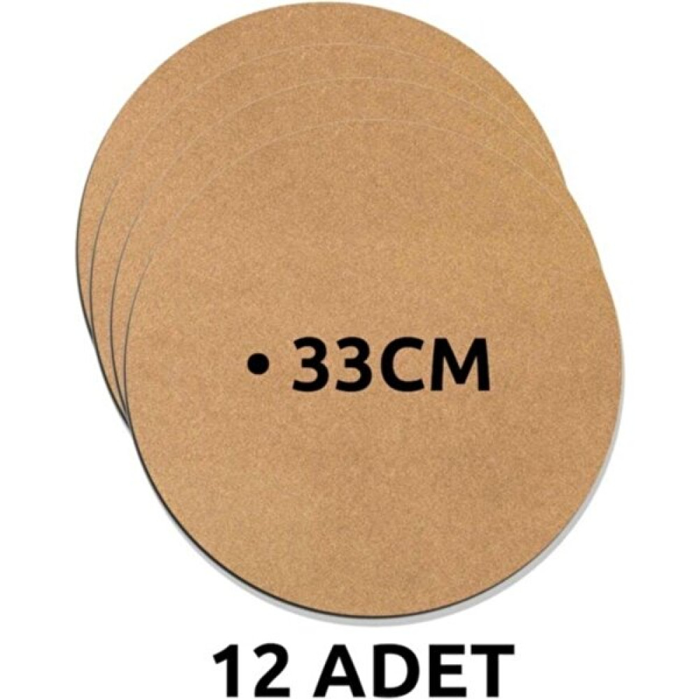 Barbarossa Ahşap Supla Levha 12 Adet 3 mm Ham Mdf 33 cm Çap Yuvarlak Servis Altı Supla Barbarossa - 38 x 45 cm - 10 x 14 cm Masa Örtüsü Fiyatı