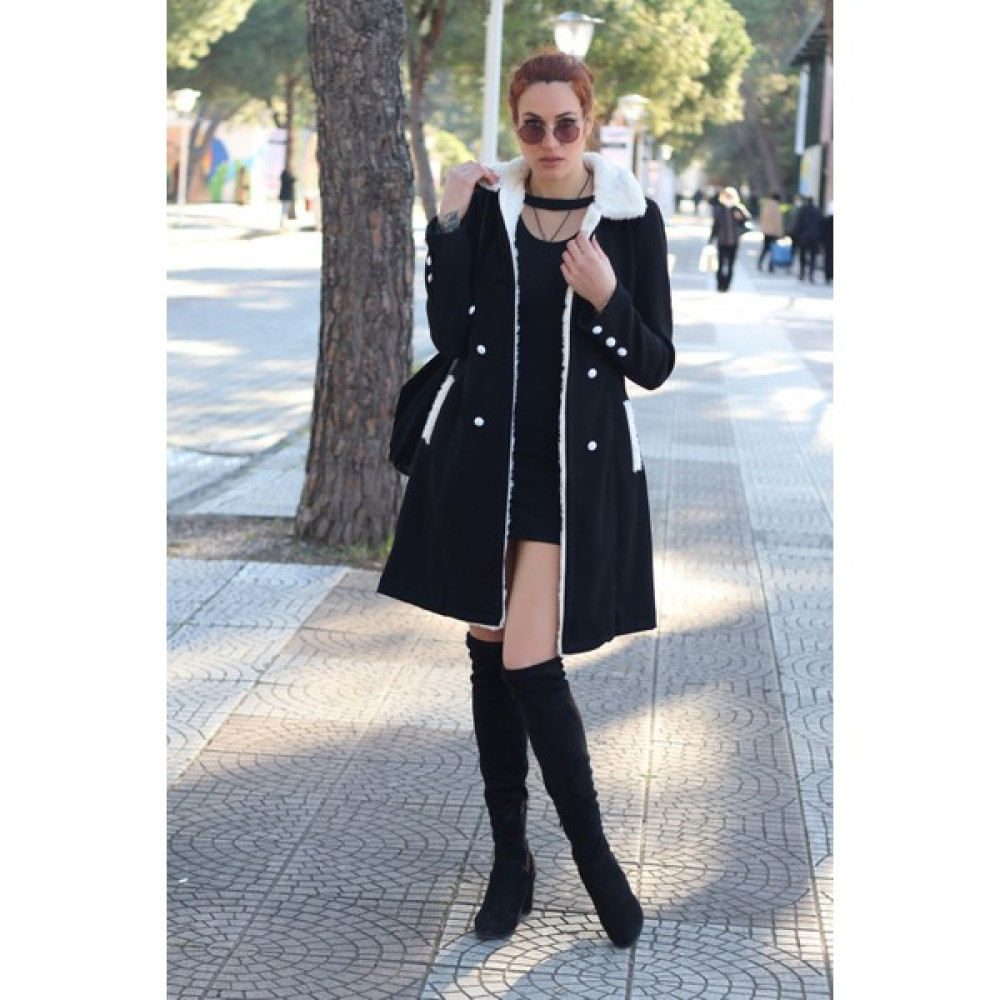 Barbora Kışlık Günlük Kaşe Kadın Kaban BT306SIYAH Kadın Kaban Fiyatı