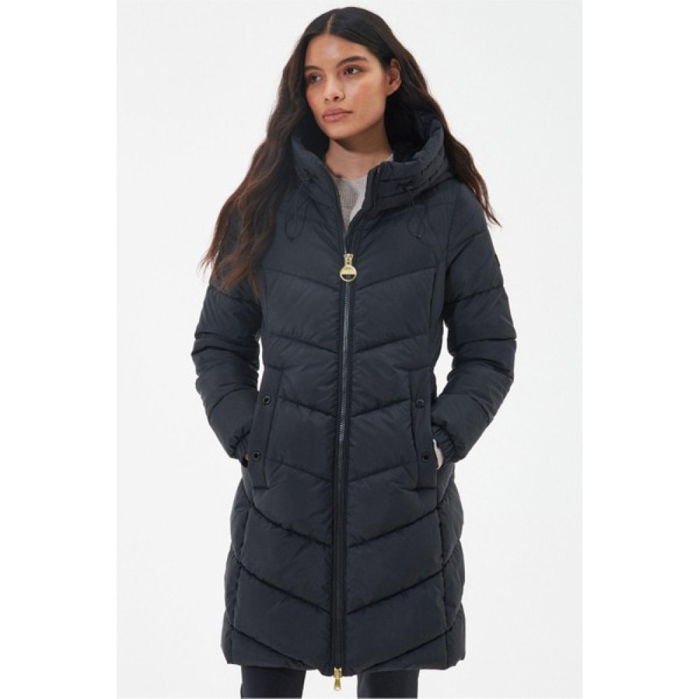 Barbour International B.ıntl Boston Longline Kapitone Ceket BK11 Black/classic Bayan Mont Fiyatı