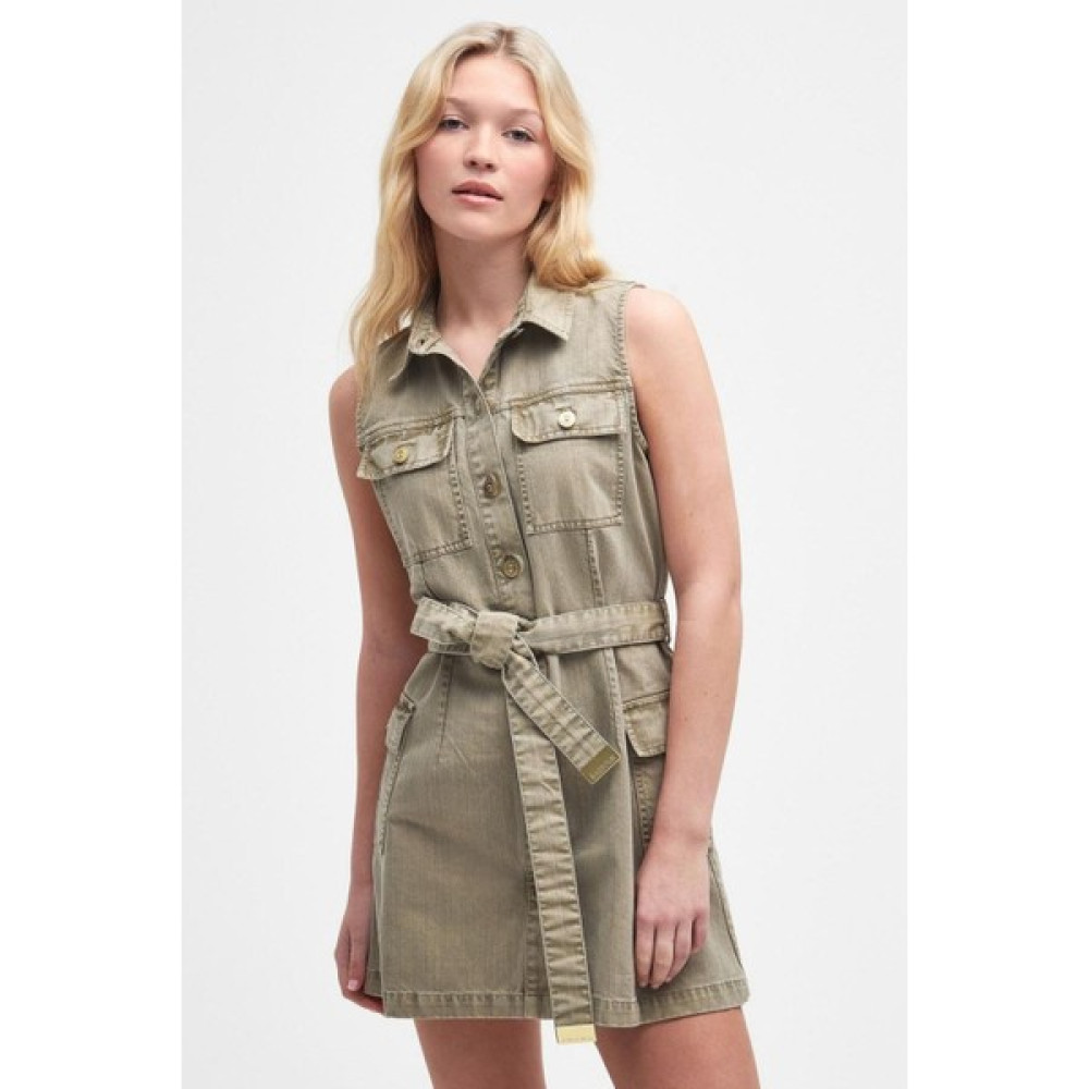 Barbour International B.ıntl Tamsin Denim Mini Elbise KH12 Washed Khaki Elbise Fiyatı