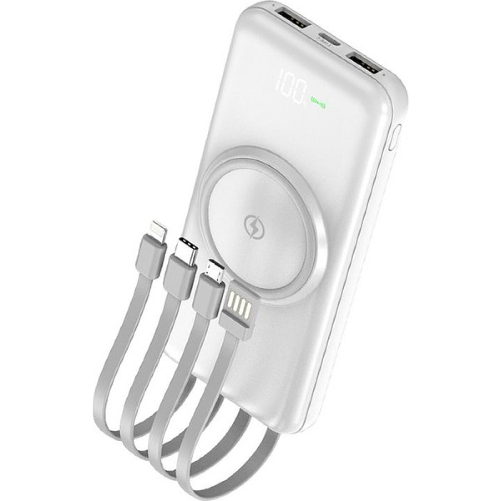BARCODE 14000 Mah Dahili Kablolu + Kablosuz Şarj Destekli Powerbank - Beyaz Taşınabilir Şarj Cihazı - Powerbank Fiyatı