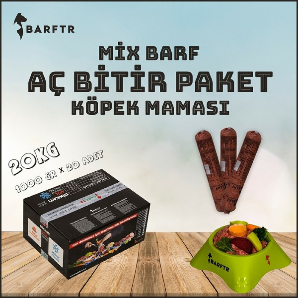 Barftr - Mix Barf 20 kg Aç Bitir Köpek Maması (20 Paket - 1000 Gr) Evcil Hayvan Ürünleri Fiyatı