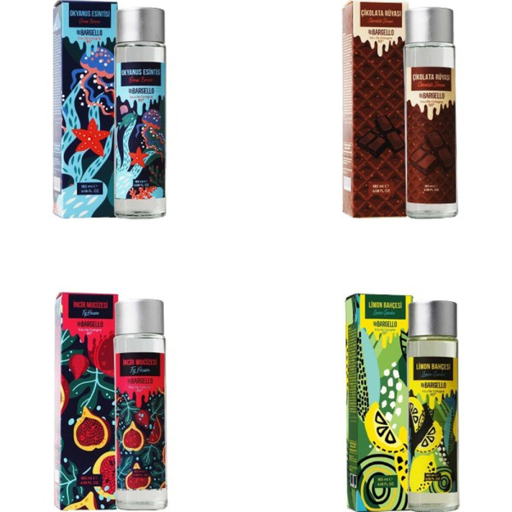 Bargello Cam Şişe Kolonya Limon, Çikolata, Incir, Okyanus 4 Adet 180 ml Kolonya & Gülsuyu Fiyatı