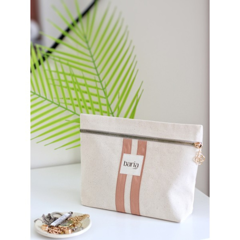 Baria Home Baria Ham Keten Clutch-Portföy El Çantası Somon Portföy Çanta Fiyatı