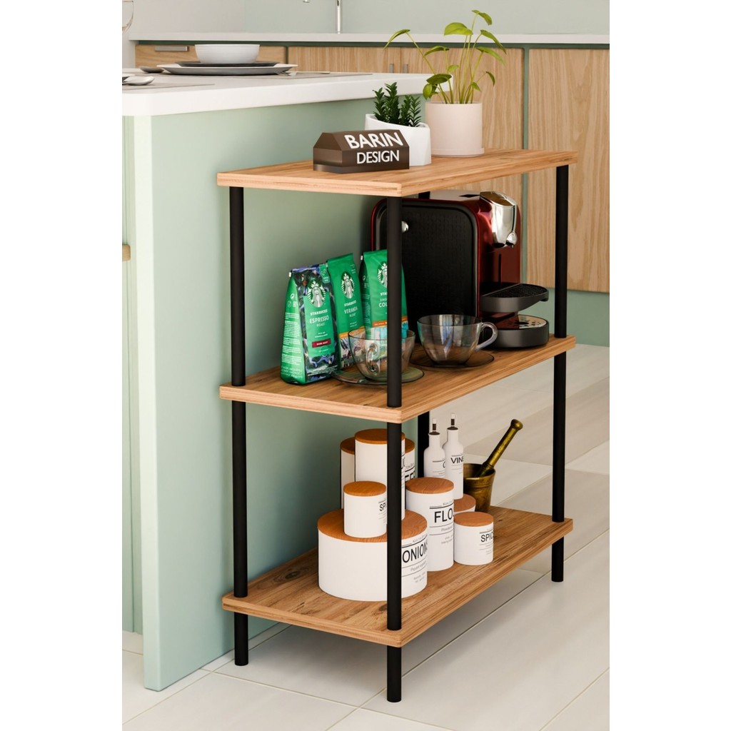 Barin Design 3 Raflı Çevir-Kur Çok Amaçlı Raf Ünitesi Mutfak Ofis Düzenleyici Kolay Kurulum Portatif Organizer Raf - Atlantik Çam SSD / Solid State Drive Fiyatı