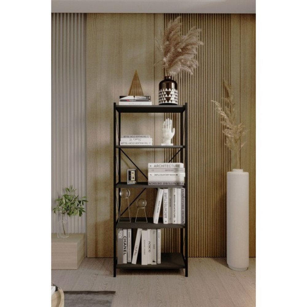 Barin Design 5 Raflı Kitaplık Demir Profil Modern Iskandinav Çalışma Odası Ofis Salon Kitaplığı Evrak Rafı Metal - Antrasit Kitaplık Fiyatı
