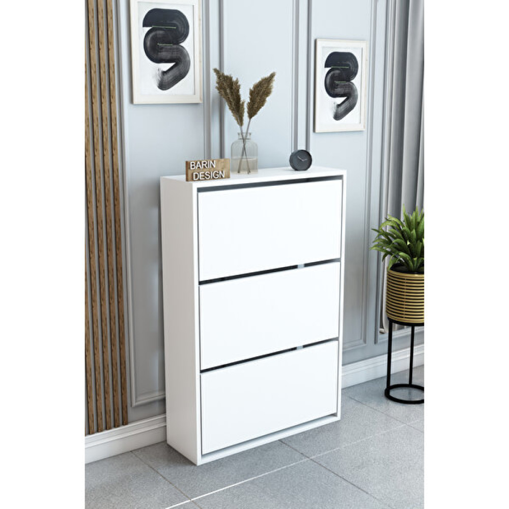 Barin Design Modern Ayakkabılık, 3 Bölmeli Ayakkabılık - Beyaz Ayakkabılık Fiyatı