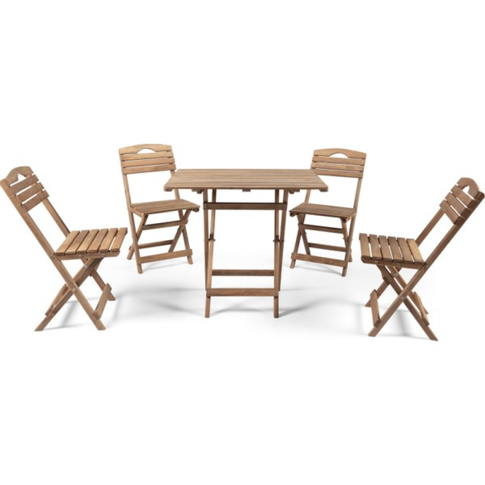 Barış Ahşap Ahşap Katlanır 4 Kişilik Masa Sandalye Takımı Balkon Bahçe Teras Masa Seti - 60 x 80 cm Bahçe Mobilyası Takımı Fiyatı