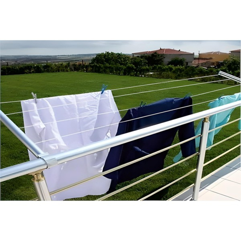 Barış Balkon Çamaşır Kurutma Askılığı Yuvarlak Küpeşte + Çamaşır Ipi 1.kalitekalın Tip Çamaşır Kurutma Makineleri Fiyatı