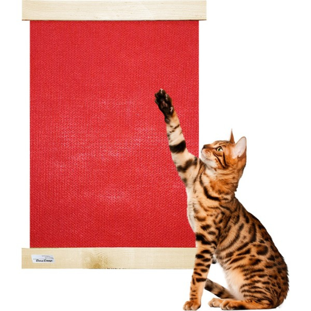 Barış Dizayn Doğal Ahşap Duvara Monte Kedi Tırmalama Paneli Tırmalaması Tırnaklama (55X40CM) 2 Renk - Kırmızı Evcil Hayvan Ürünleri Fiyatı