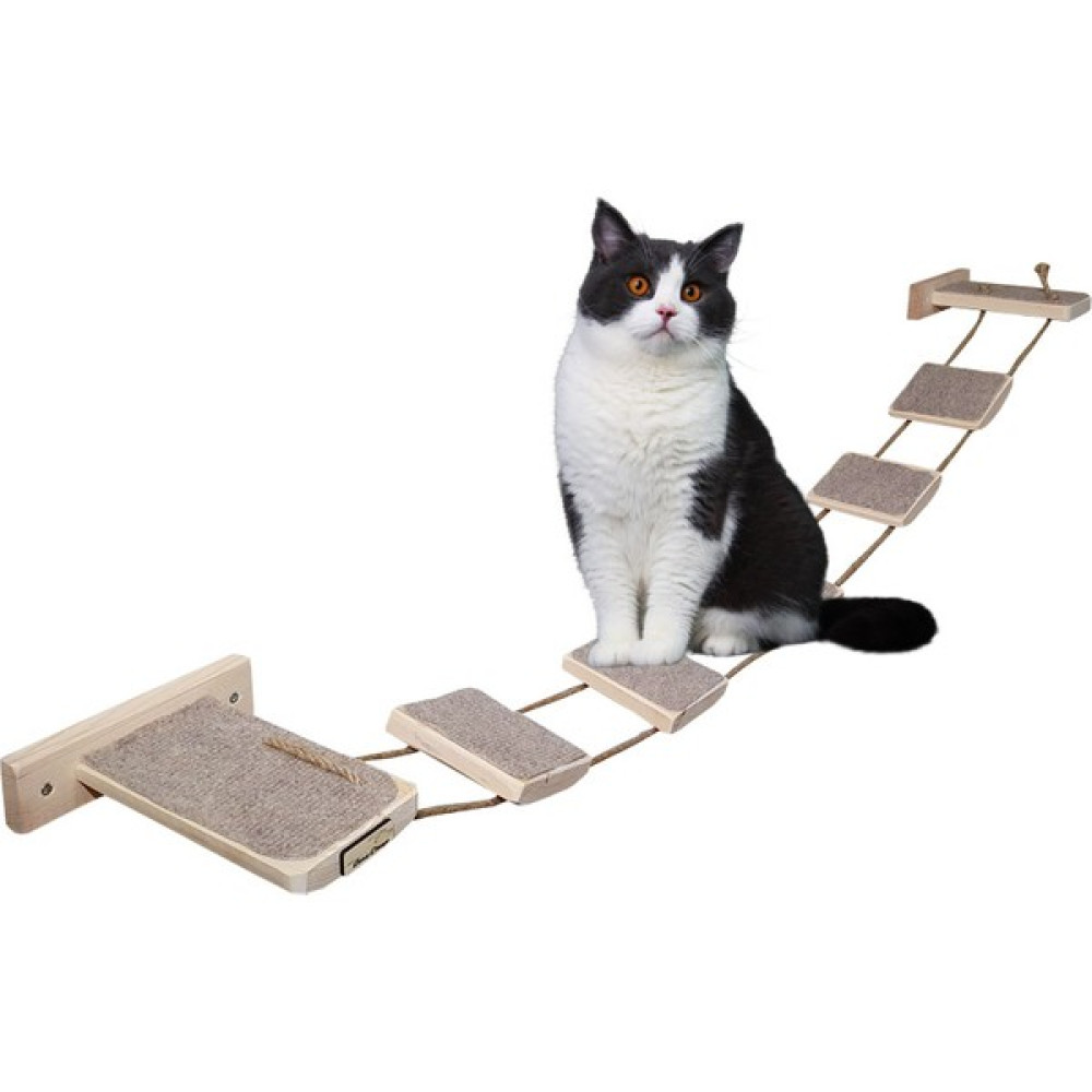 Barış Dizayn Tırmalama Halısı Kaplı Ipli Kedi Merdiveni Kedi Köprüsü Duvar Yürüyüş Yolu Parkur (120CM) - Kahverengi Evcil Hayvan Ürünleri Fiyatı