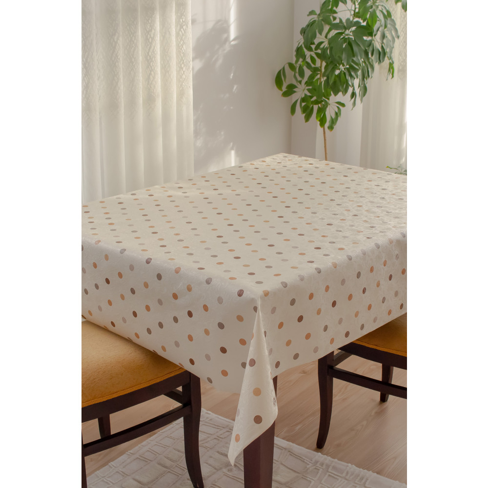 Barış Home Collection Astarlı Silinebilir Hijyenik Muşamba Pvc Masa Örtüsü Puantiye 140 x 170 Beden Masa Örtüsü Fiyatı