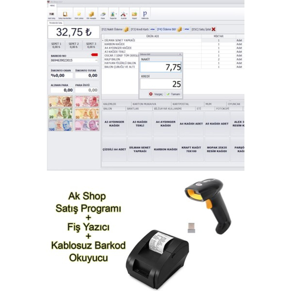 Barkod Satış Sistemi & Market Programı (3'lü Set) - Usb Kablo Yazıcılar Fiyatı