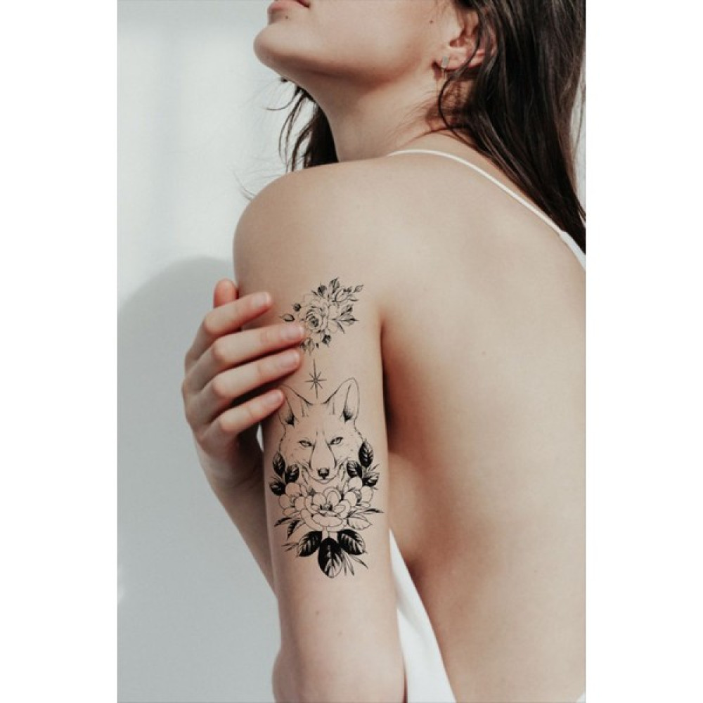 Barly Kurt Geyik ve Çiçek Geçici Dövme Tattoo - Renkli Altın, Takı & Aksesuar Fiyatı